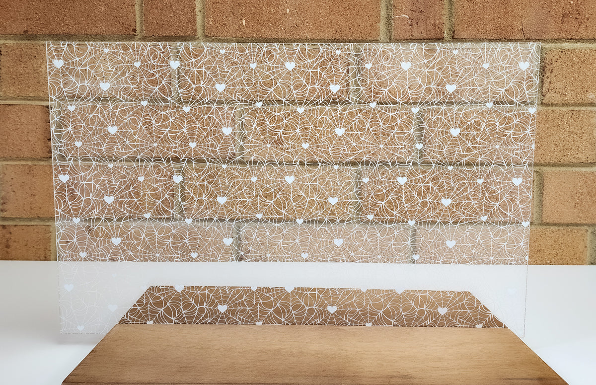 PatternPly® Scattered White Spiderwebs with White Hearts product photo 3