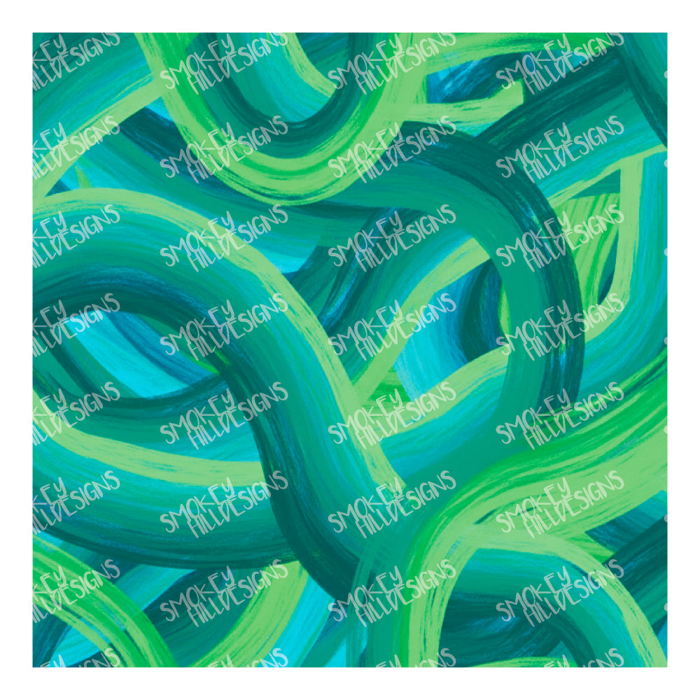 PatternPly® Full Coverage Winding Aqua and Green Maze sheet showing the pattern