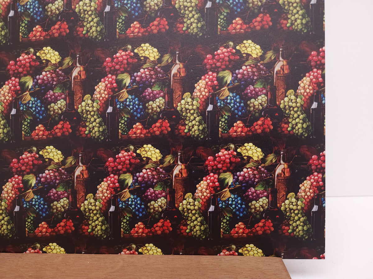 PatternPly® Full Coverage Wine and Grapes sheet showing the pattern