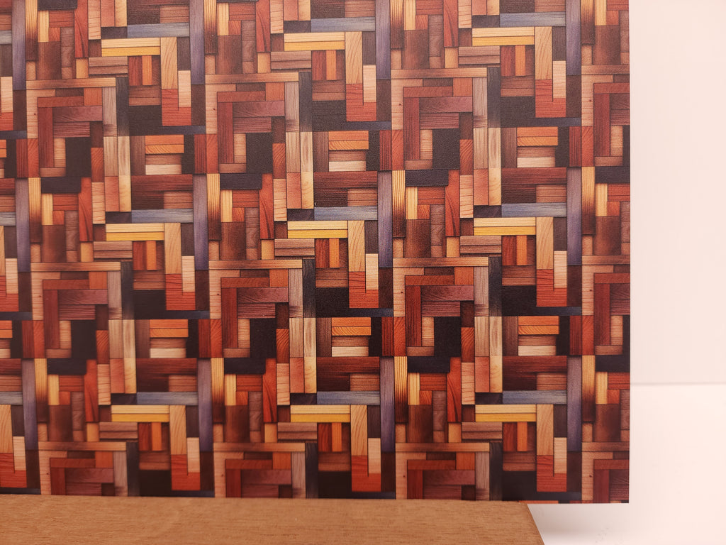 PatternPly® Full Coverage Wood Mosaic sheet showing the pattern