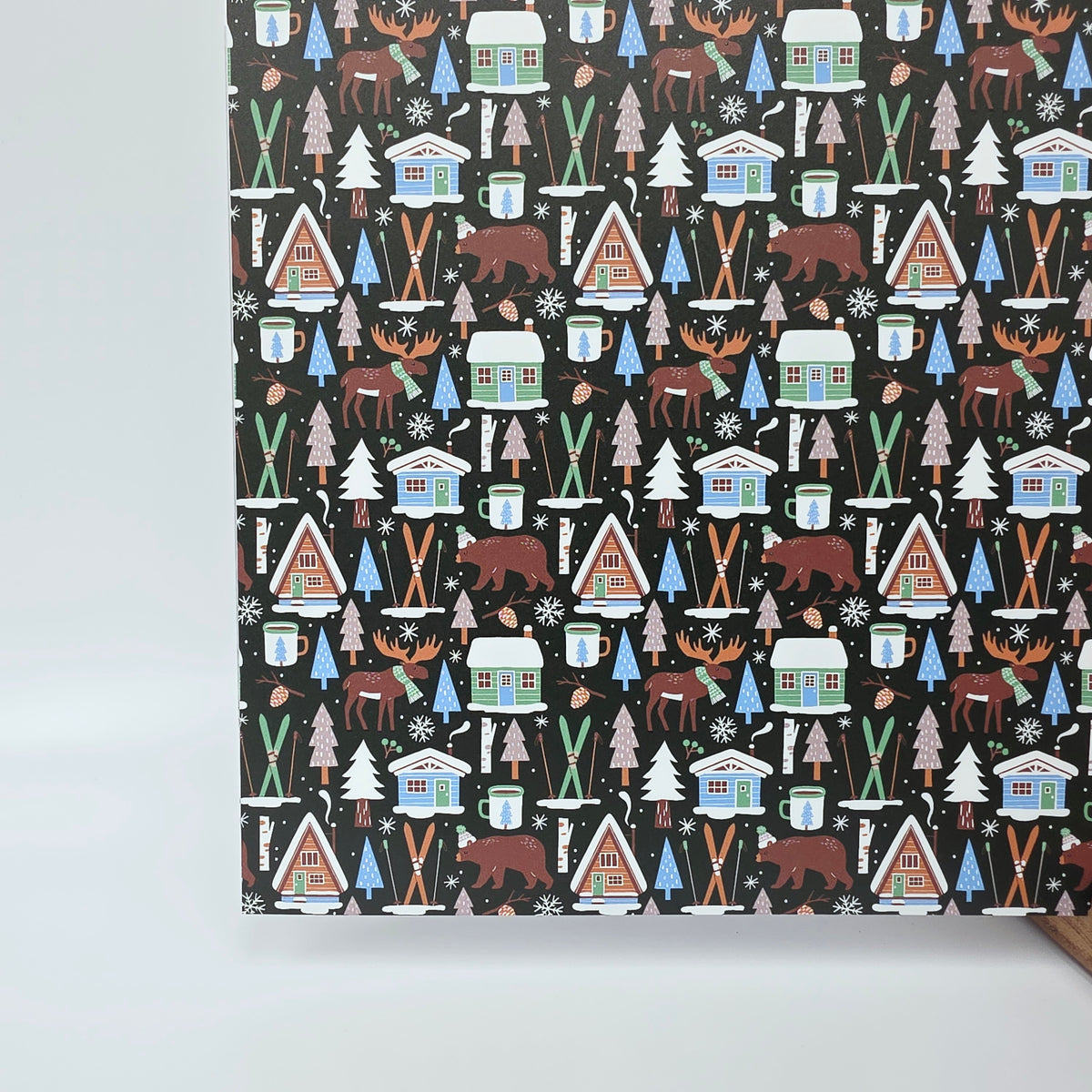PatternPly® Full Coverage Woodland Christmas on Green LARGE sheet showing the pattern
