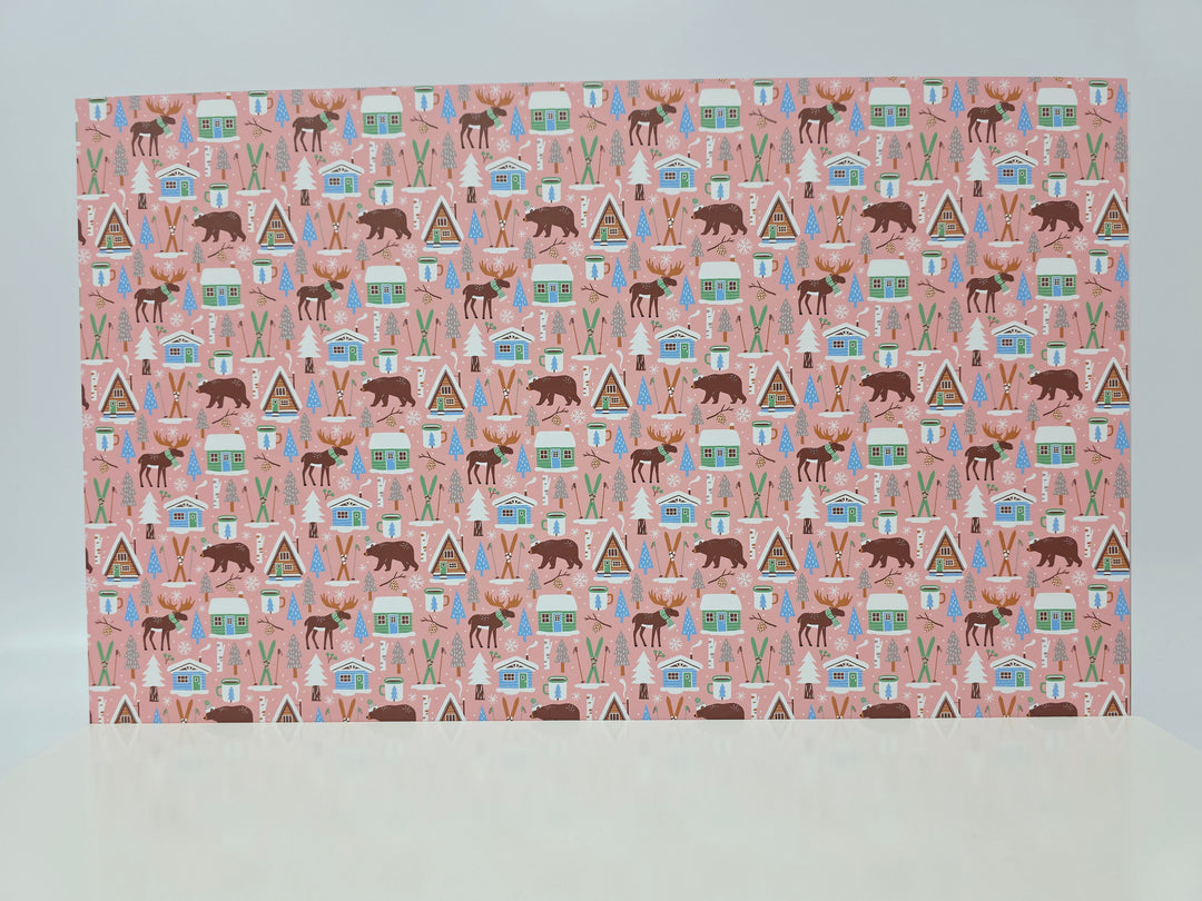 PatternPly® Full Coverage Woodland Christmas on Pink LARGE