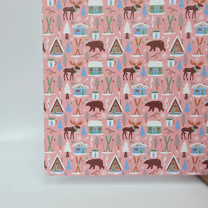 PatternPly® Full Coverage Woodland Christmas on Pink LARGE