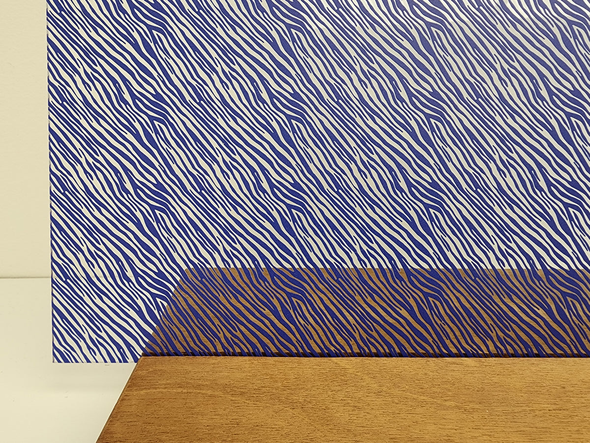 PatternPly® Scattered Zebra BLUE sheet showing the pattern
