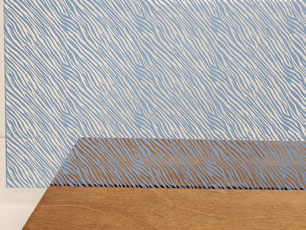 PatternPly® Scattered Zebra LIGHT BLUE sheet showing the pattern