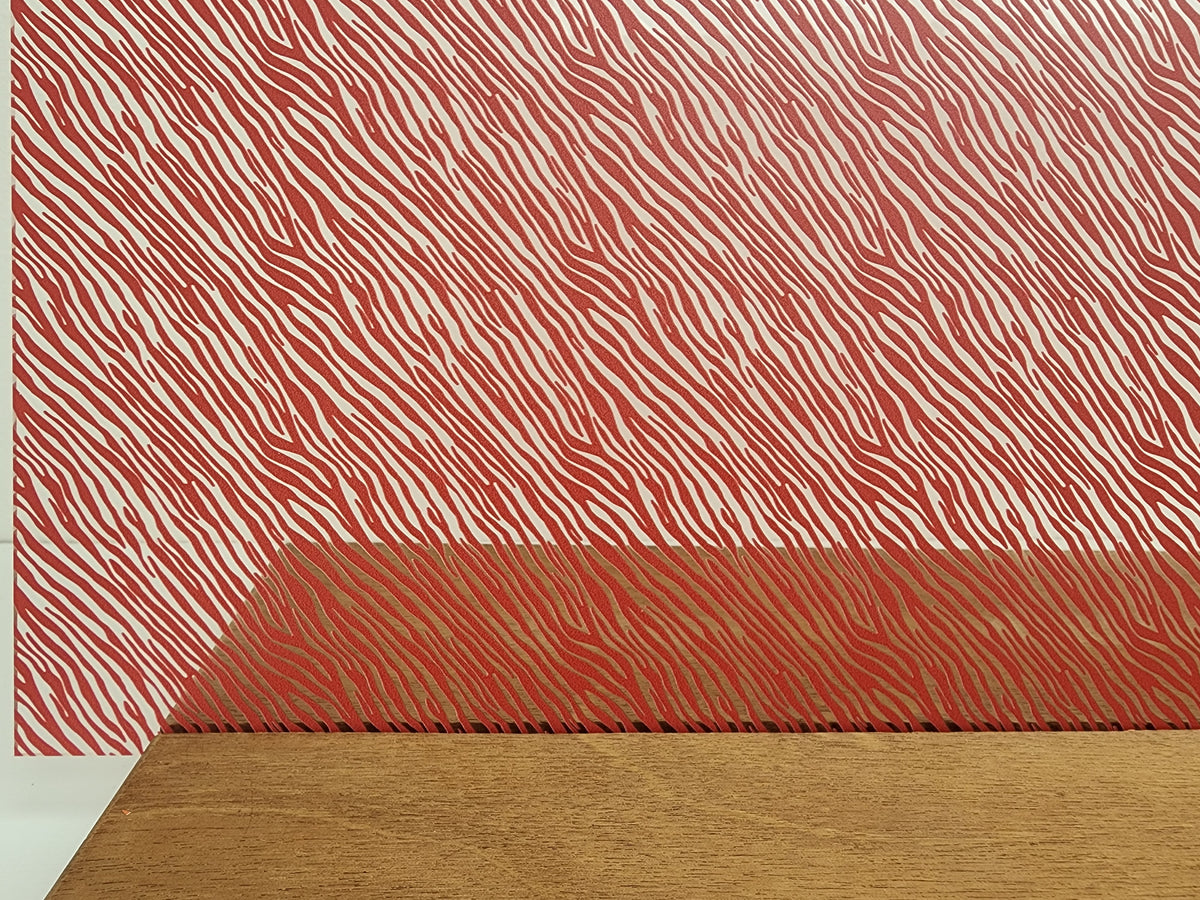 PatternPly® Scattered Zebra RED sheet showing the pattern