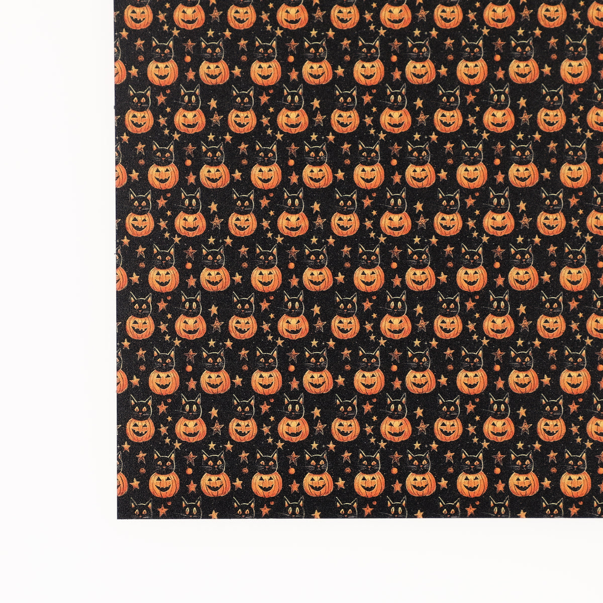 PatternPly® Full Coverage Black Cat Pumpkins Micro sheet showing the pattern