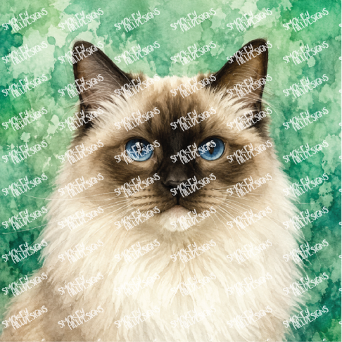 PatternPly® Transparent Cat Breed Series Volume 1 Cat Portraits in Watercolor 23 art scene artwork