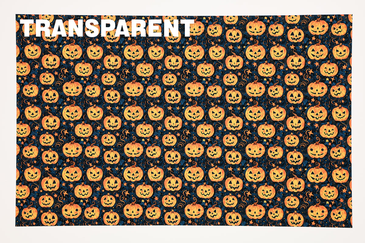 PatternPly® Transparent Celestial Pumpkins sheet showing the pattern
