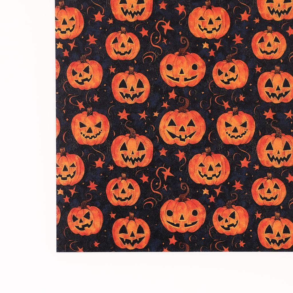 PatternPly® Full Coverage Celestial Pumpkins sheet showing the pattern