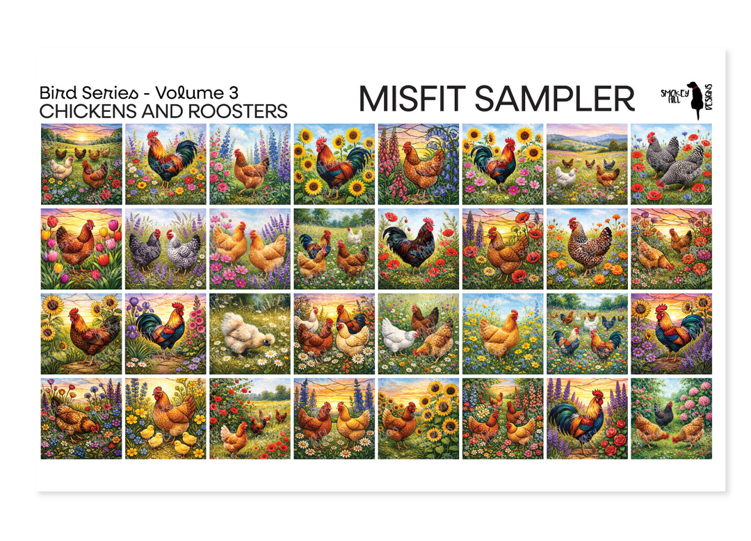 Misfit PatternPly® Transparent Chickens and Roosters Sampler