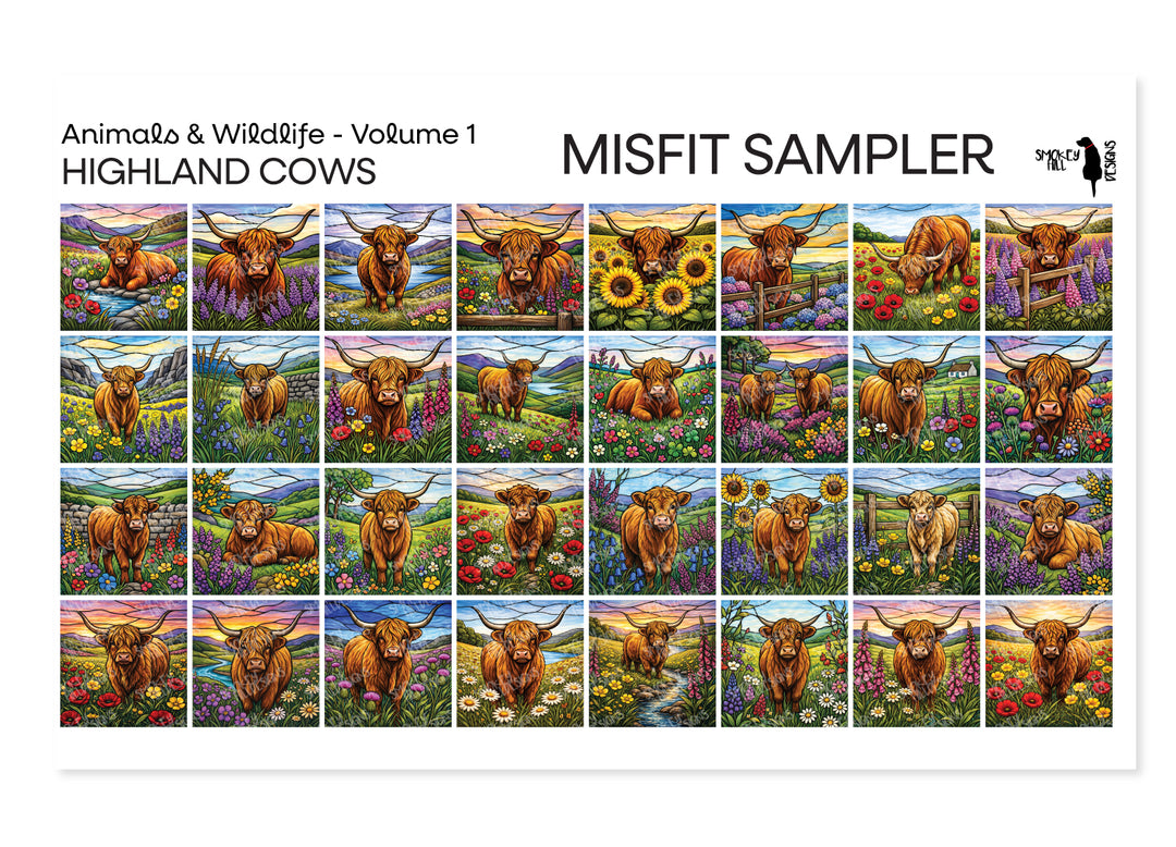 Misfit PatternPly® Transparent Highland Cows Sampler