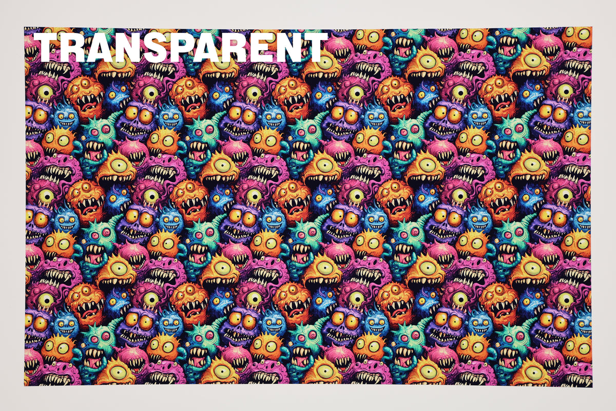 PatternPly® Transparent Creepy Monsters sheet showing the pattern