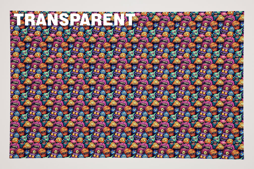 PatternPly® Transparent Creepy Monsters Micro sheet showing the pattern