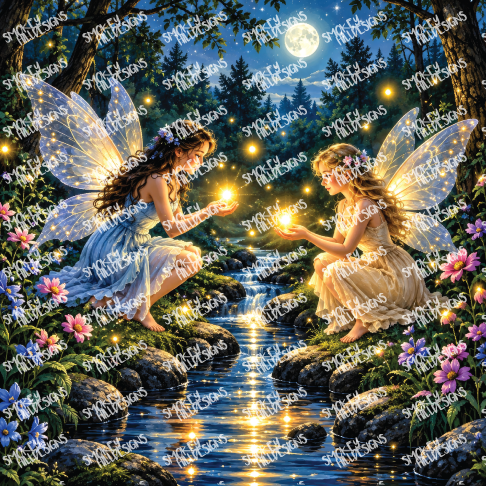 PatternPly® Full Coverage Enchanted Series Volume 5 Fairies by Moonlight 7 art scene artwork