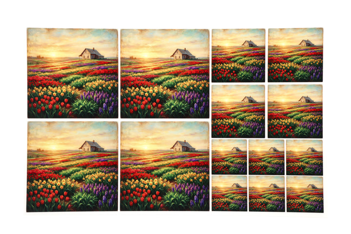 PatternPly® Full Coverage Sunrise Flower Fields 3 Sizes
