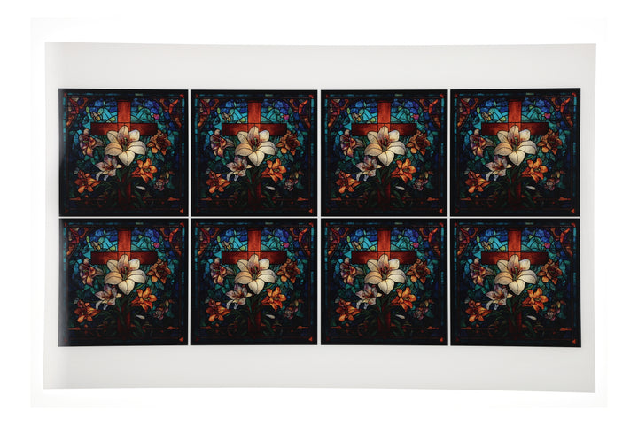 PatternPly® Full Coverage Stained Glass Cross with Lilies Medium