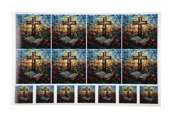 PatternPly® Full Coverage Stained Glass Sunset Cross 2 sizes