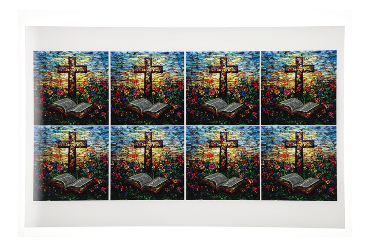PatternPly® Full Coverage Stained Glass Sunset Cross Medium