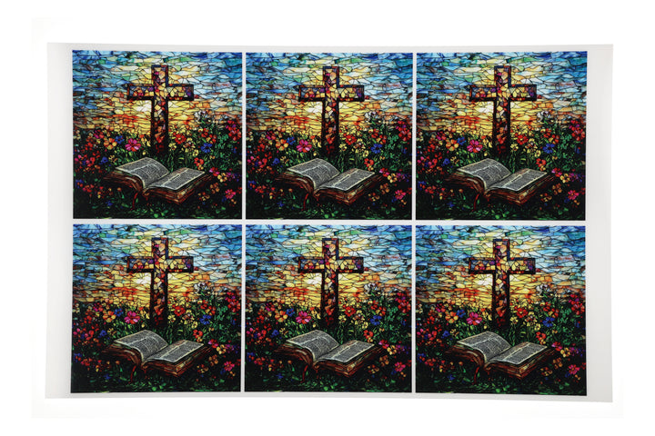 PatternPly® Full Coverage Stained Glass Sunset Cross Large
