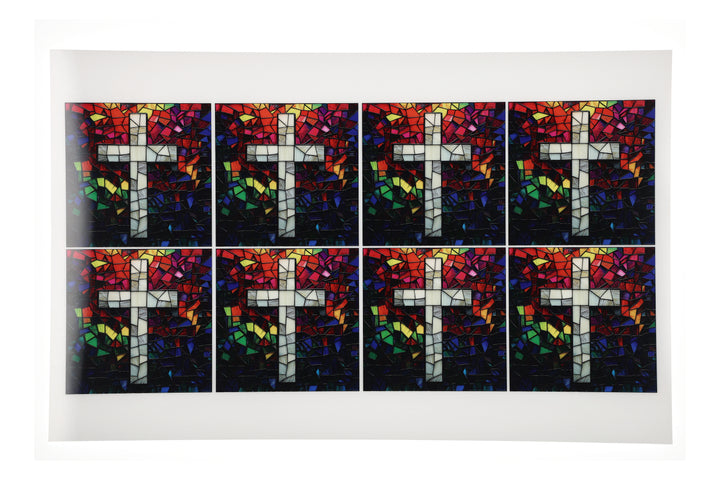 PatternPly® Full Coverage Stained Glass Colorful Cross Medium
