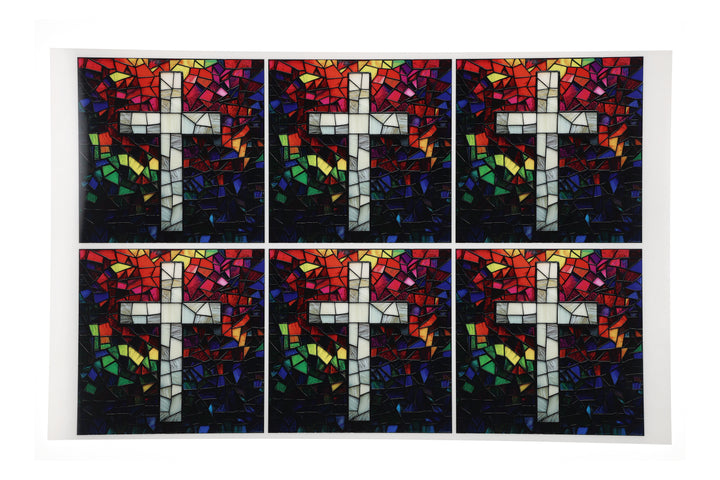 PatternPly® Full Coverage Stained Glass Colorful Cross Large