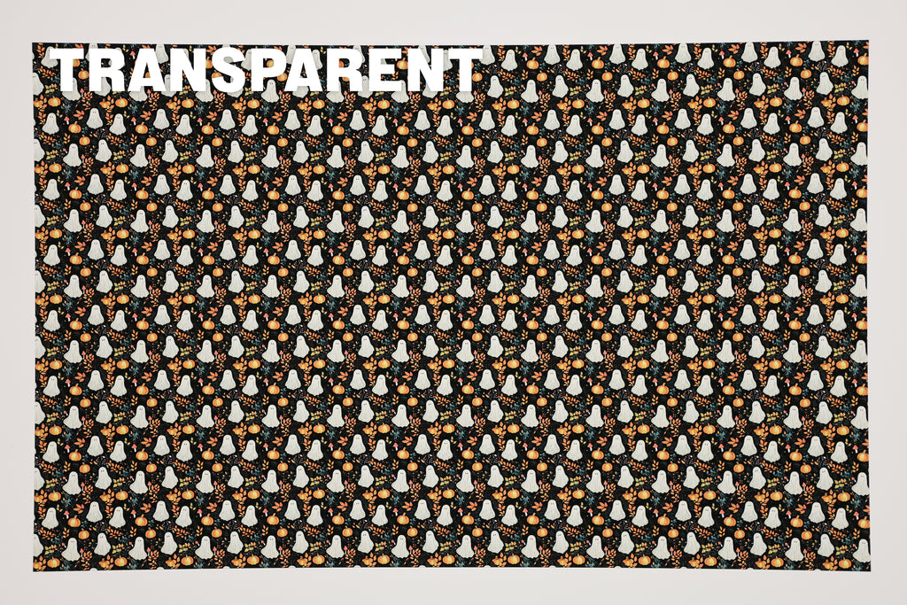 PatternPly® Transparent Ghosts and Mushrooms Micro sheet showing the pattern
