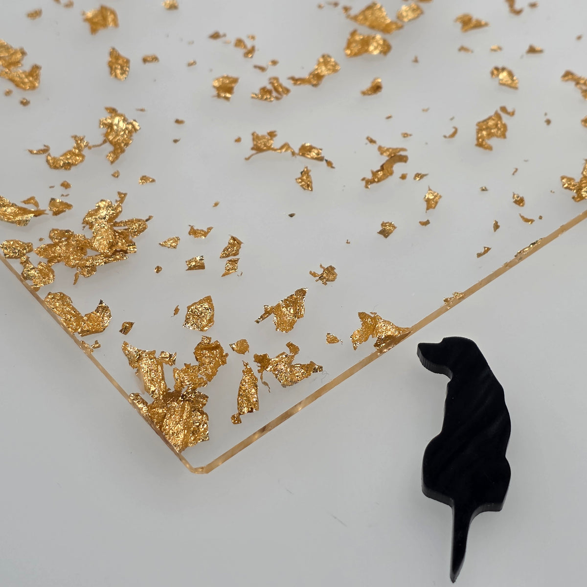 Large Gold Foil Flakes Cosmic Kisses acrylic sheet