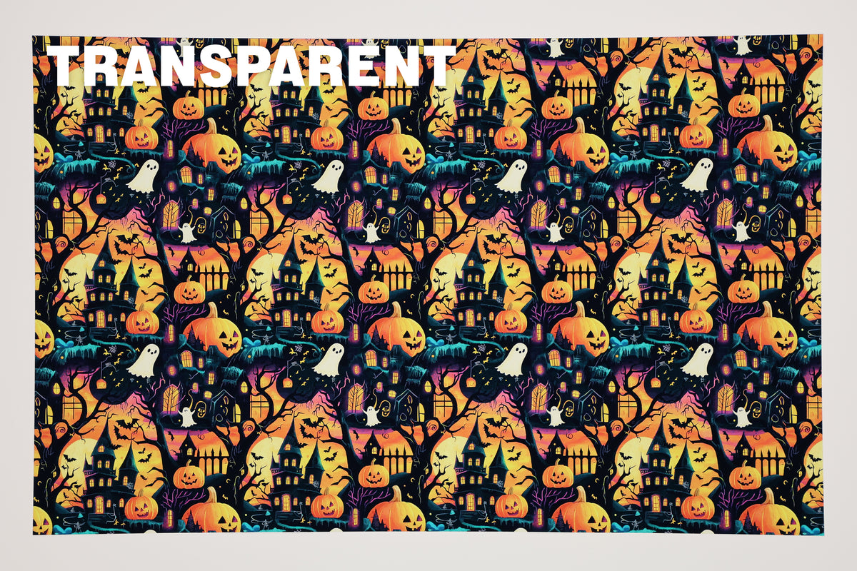 PatternPly® Transparent Haunted Houses sheet showing the pattern