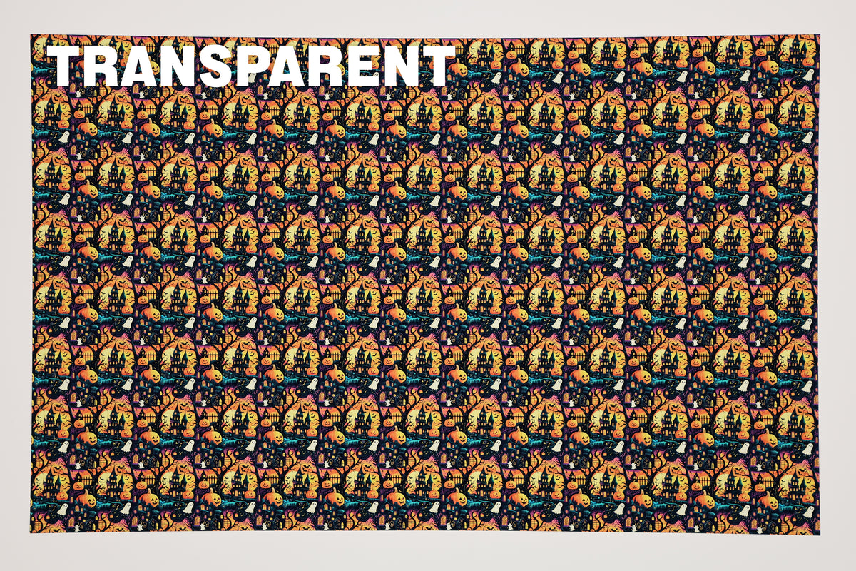 PatternPly® Transparent Haunted Houses Micro sheet showing the pattern