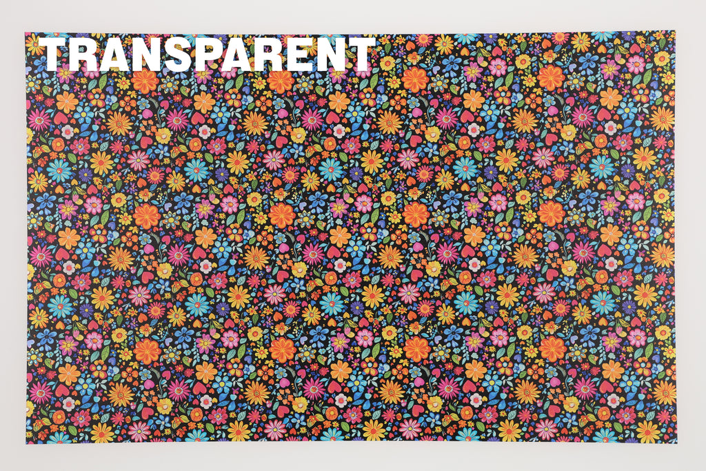 PatternPly® Transparent Hearts and Flowers sheet showing the pattern