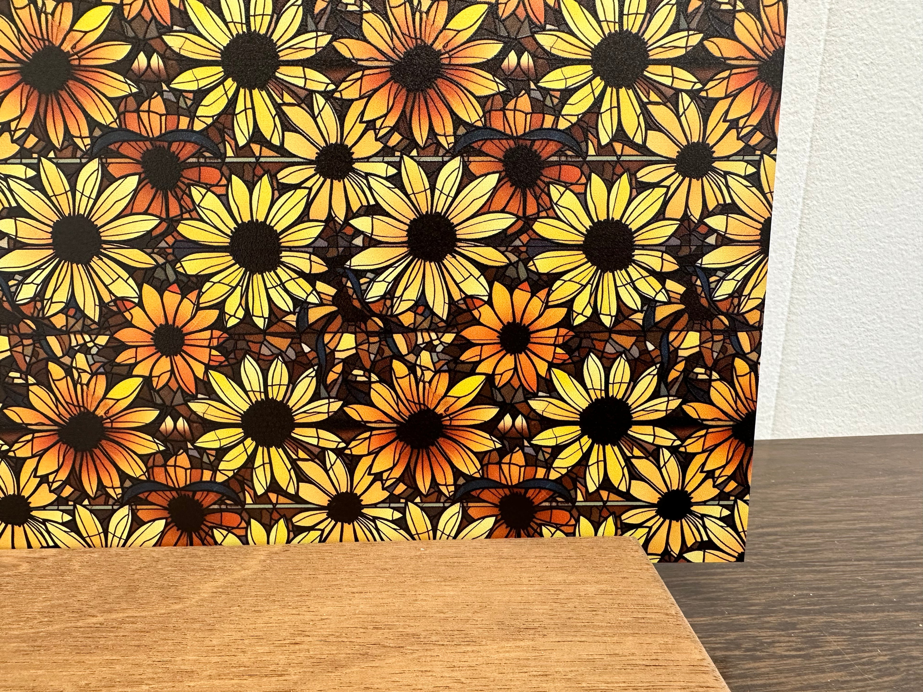 PatternPly® Full Coverage Black Eyed Susan Stained Glass sheet showing the pattern