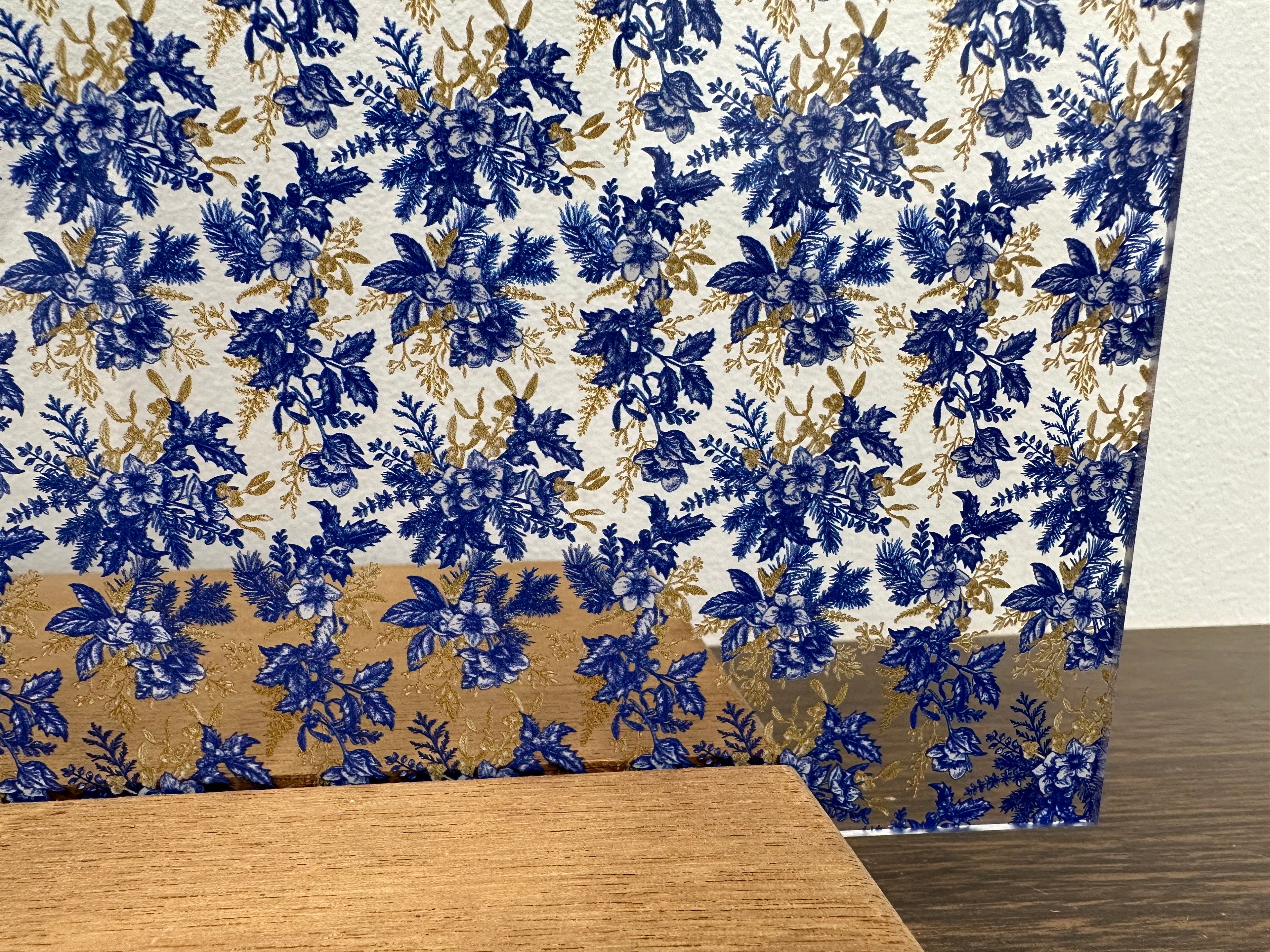 PatternPly® Scattered Blue, White, and Tan Vintage Christmas Floral sheet showing the pattern