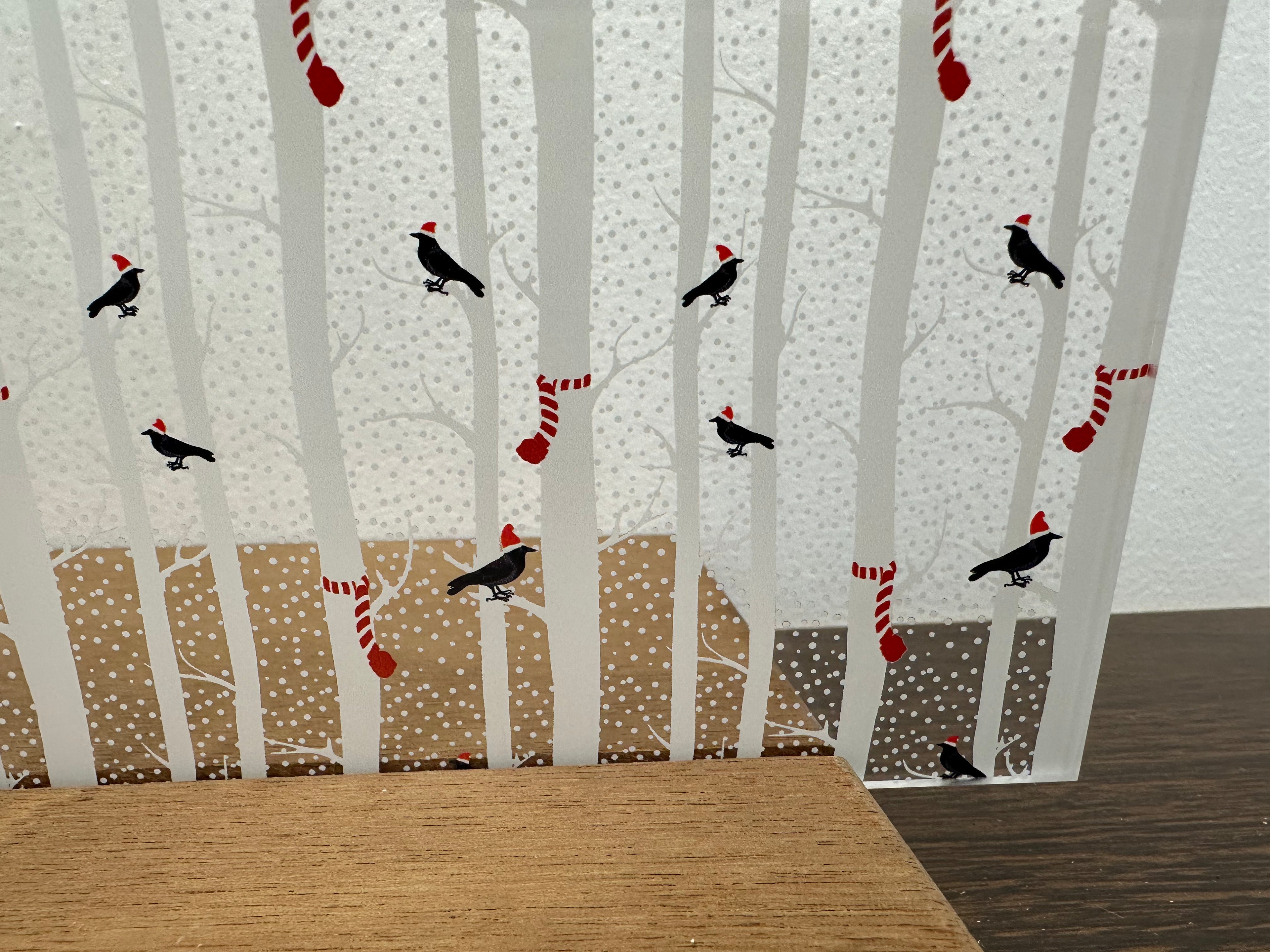 PatternPly® Scattered Snowy Trees and Birds sheet showing the pattern