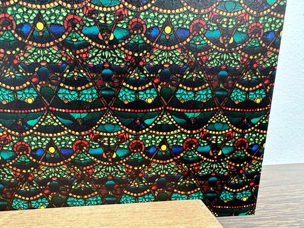 PatternPly® Full Coverage Stained Glass Christmas Tree sheet showing the pattern