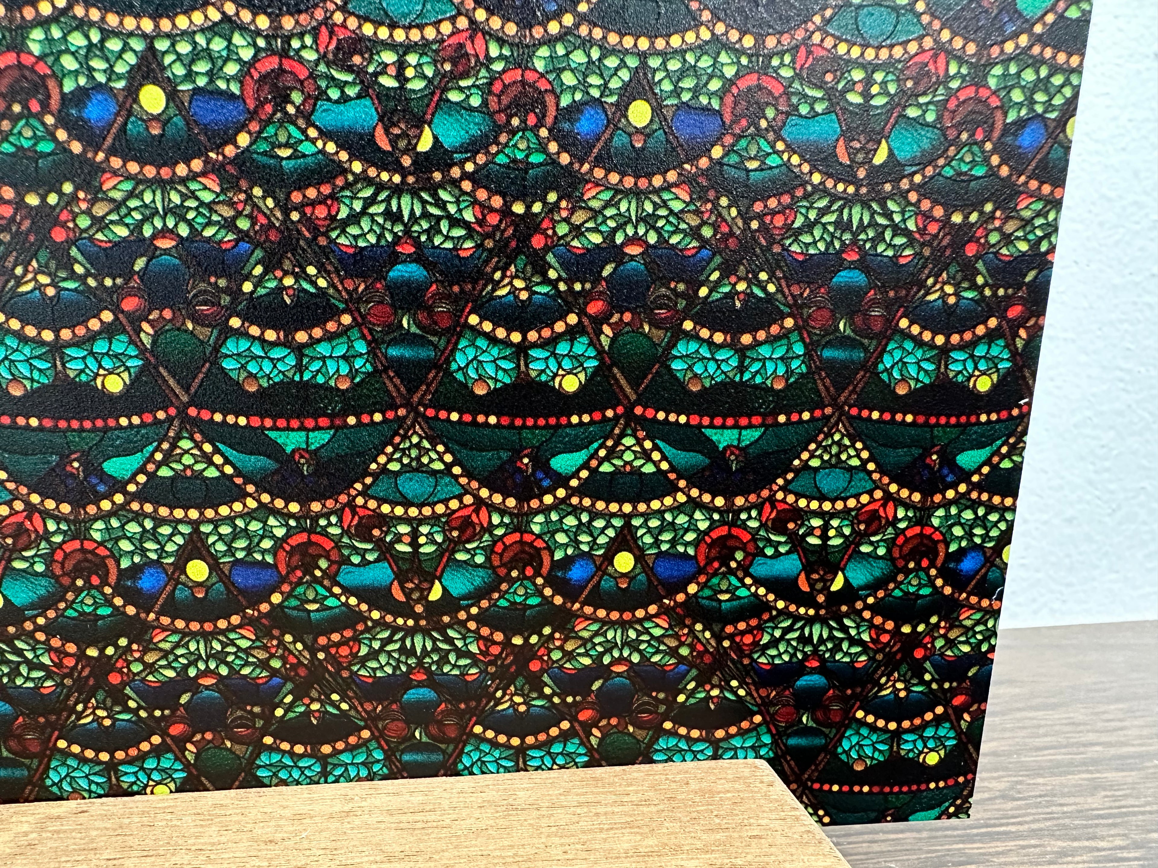 PatternPly® Full Coverage Stained Glass Christmas Tree sheet showing the pattern