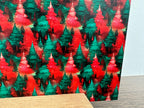 PatternPly® Full Coverage Red and Green Watercolor Trees sheet showing the pattern