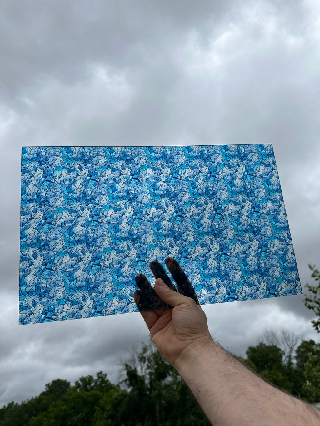 PatternPly® Transparent Icy Stained Glass sheet showing the pattern
