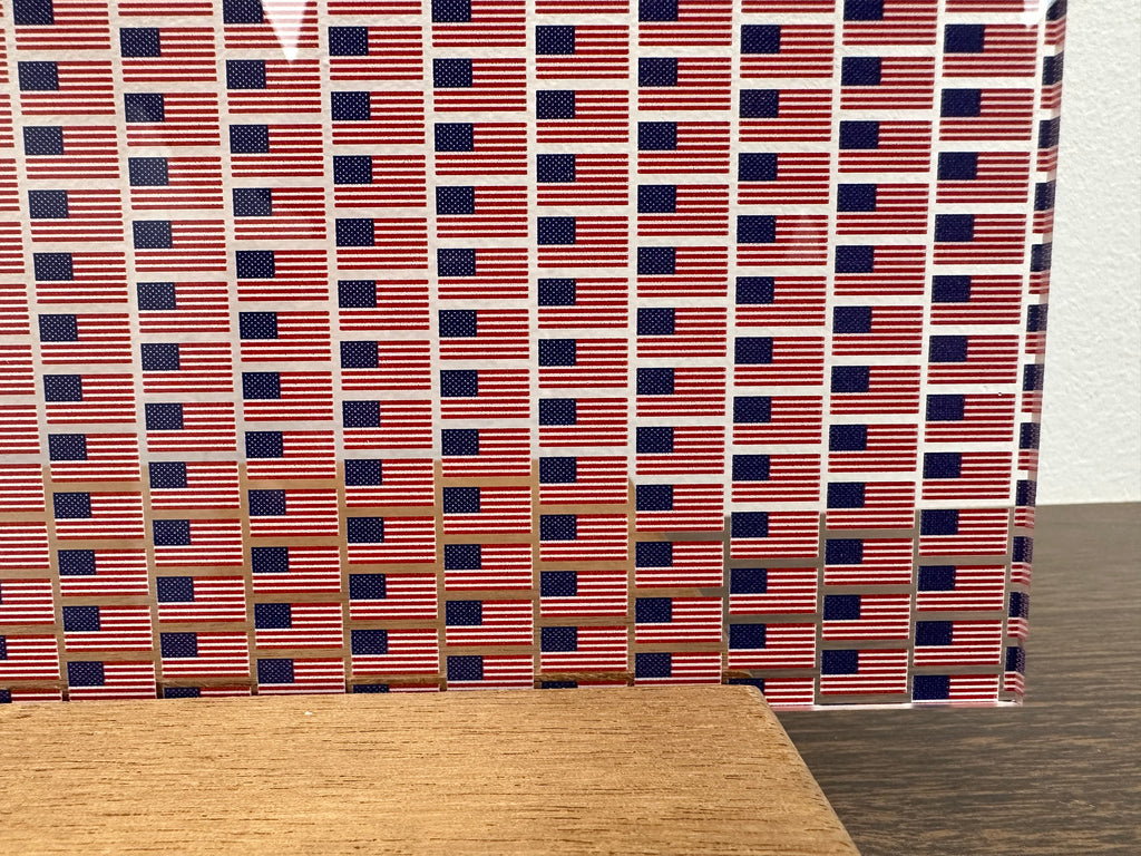 PatternPly® Scattered Micro American Flags sheet showing the pattern