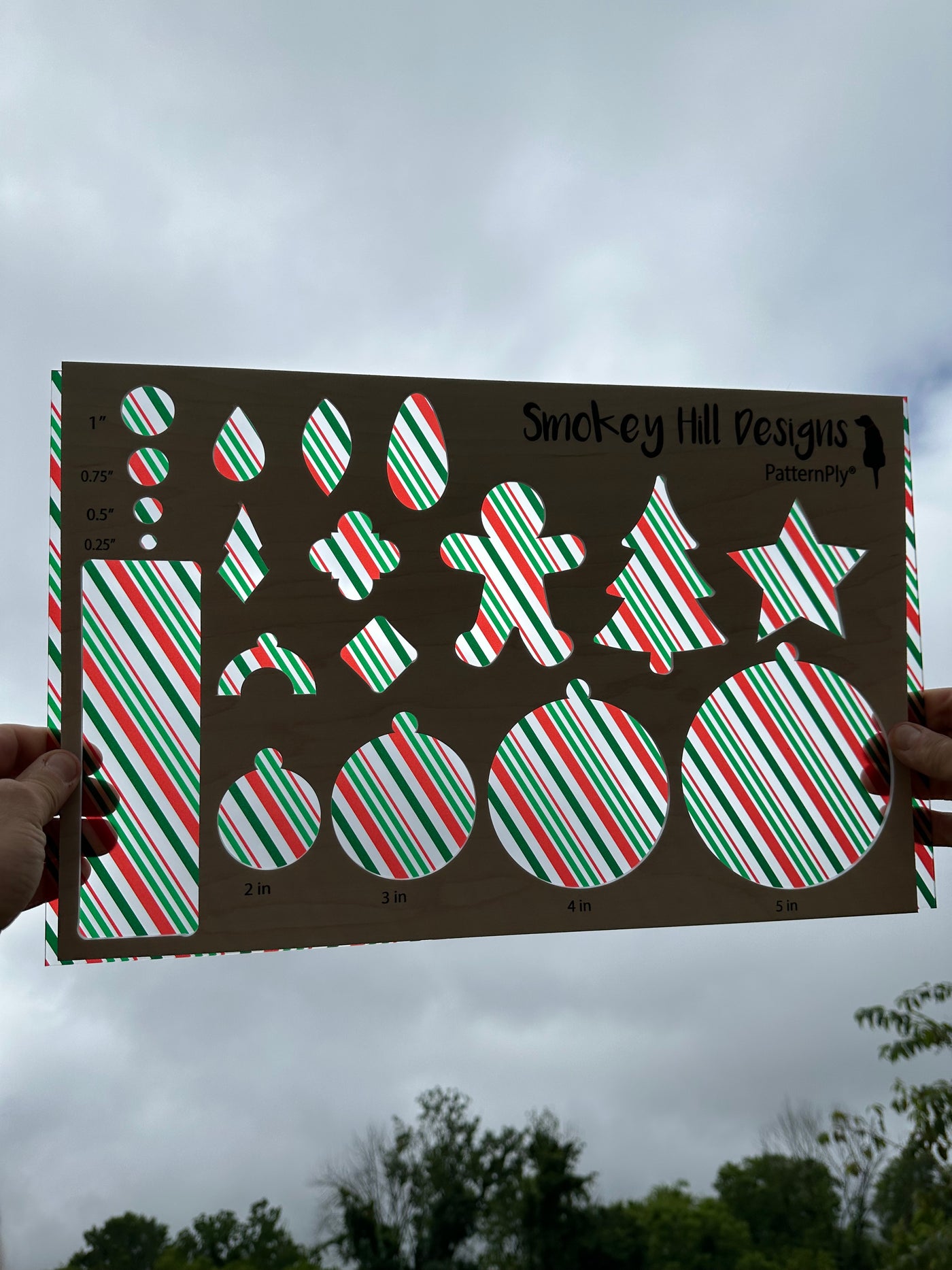 PatternPly® Acrylic Transparent Green and Red Candy Cane