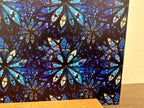 PatternPly® Full Coverage Blue Stained Glass Snowflakes sheet showing the pattern