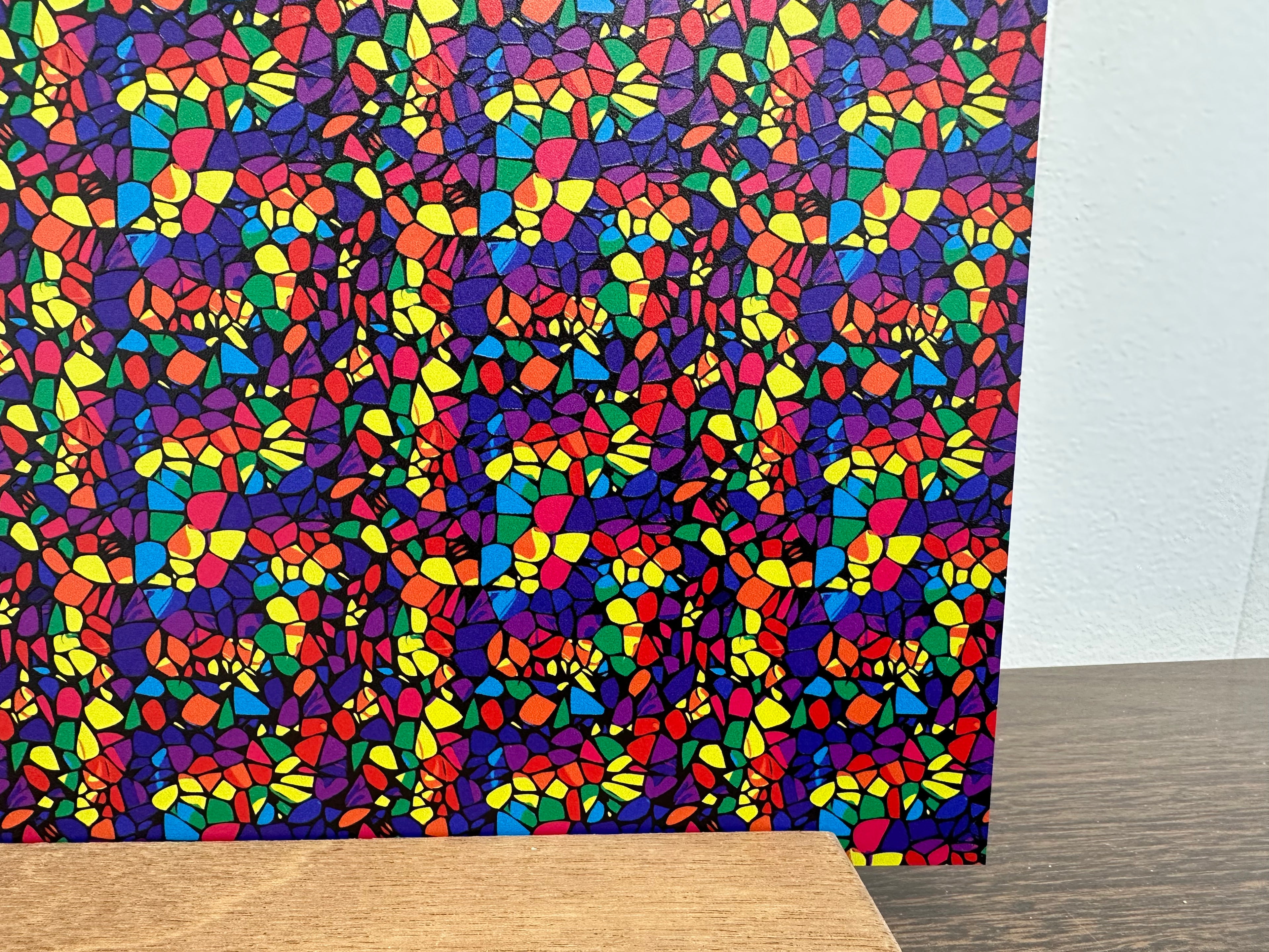 PatternPly® Full Coverage Rainbow Pebble Stained Glass sheet showing the pattern