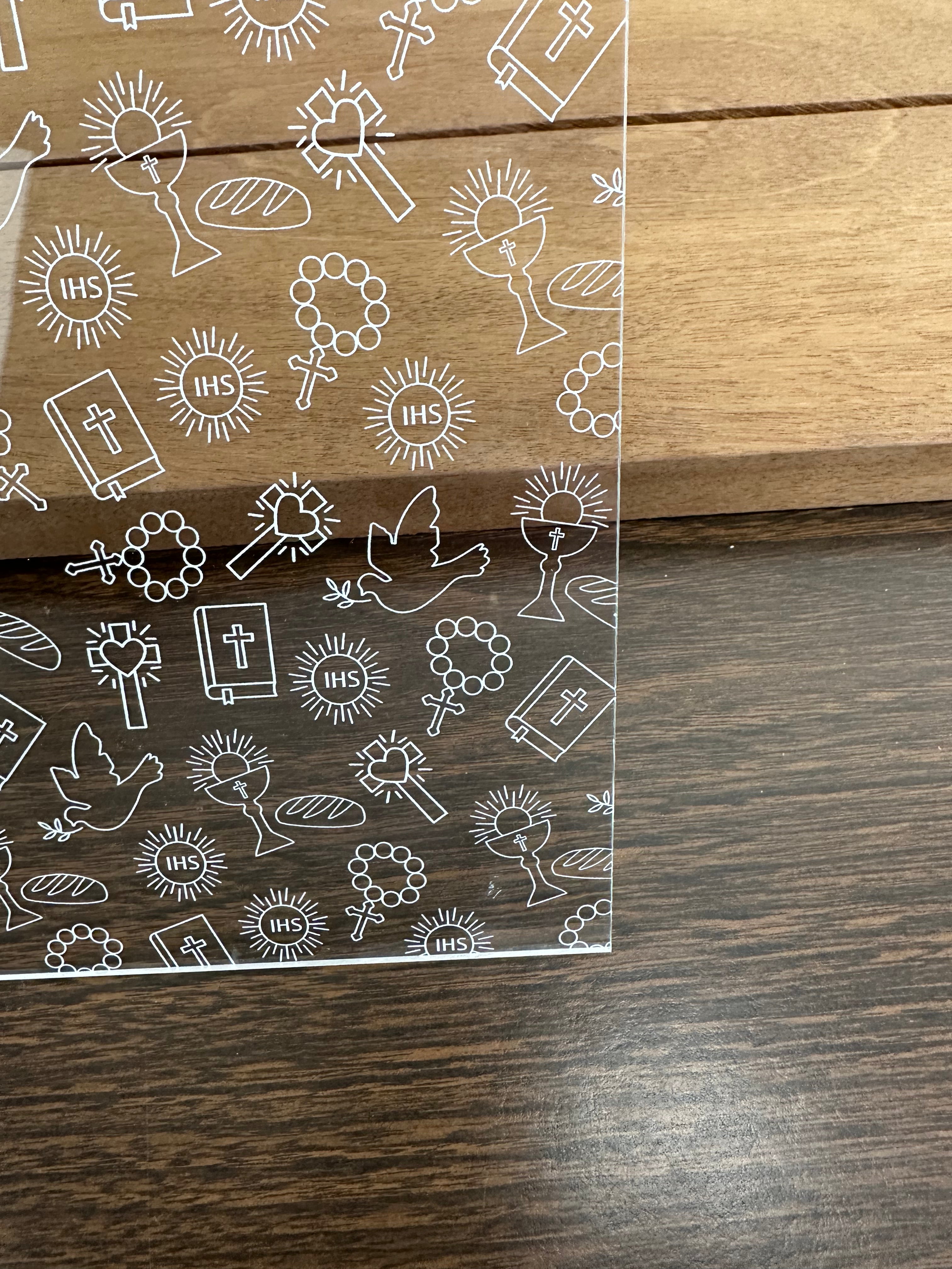 PatternPly® Scattered White First Communion sheet showing the pattern