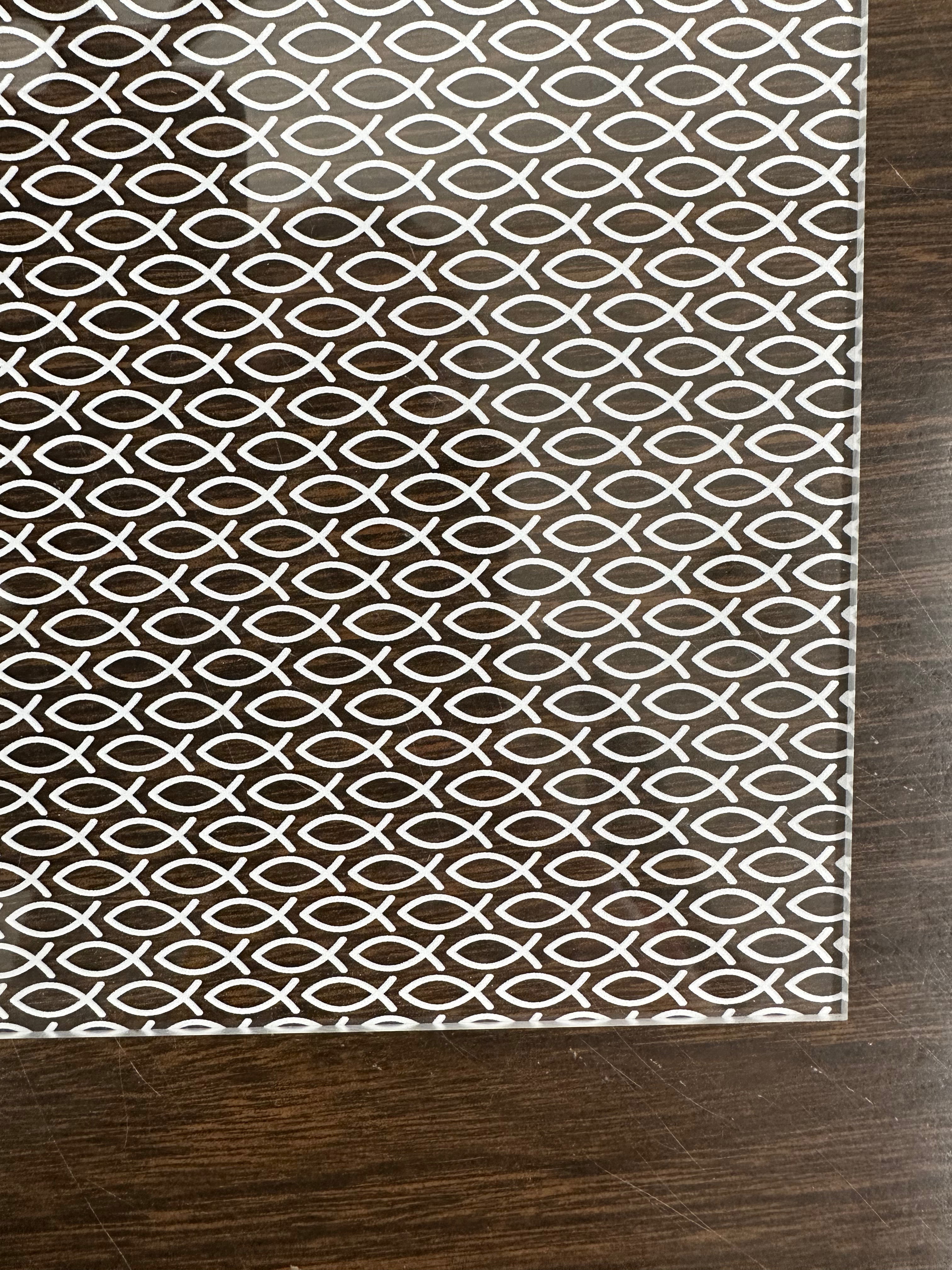 PatternPly® Scattered White Jesus Fish sheet showing the pattern