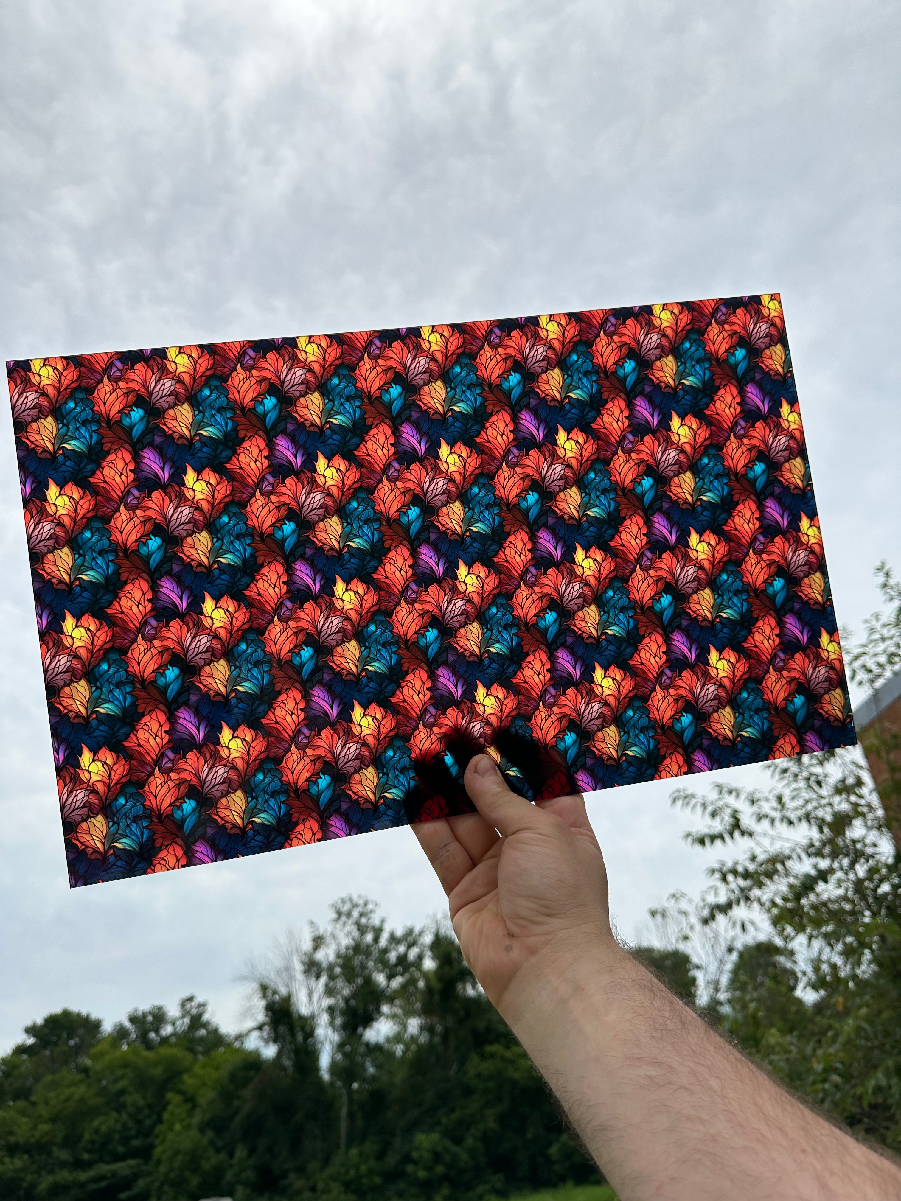 PatternPly® Transparent Fall Plumes sheet showing the pattern
