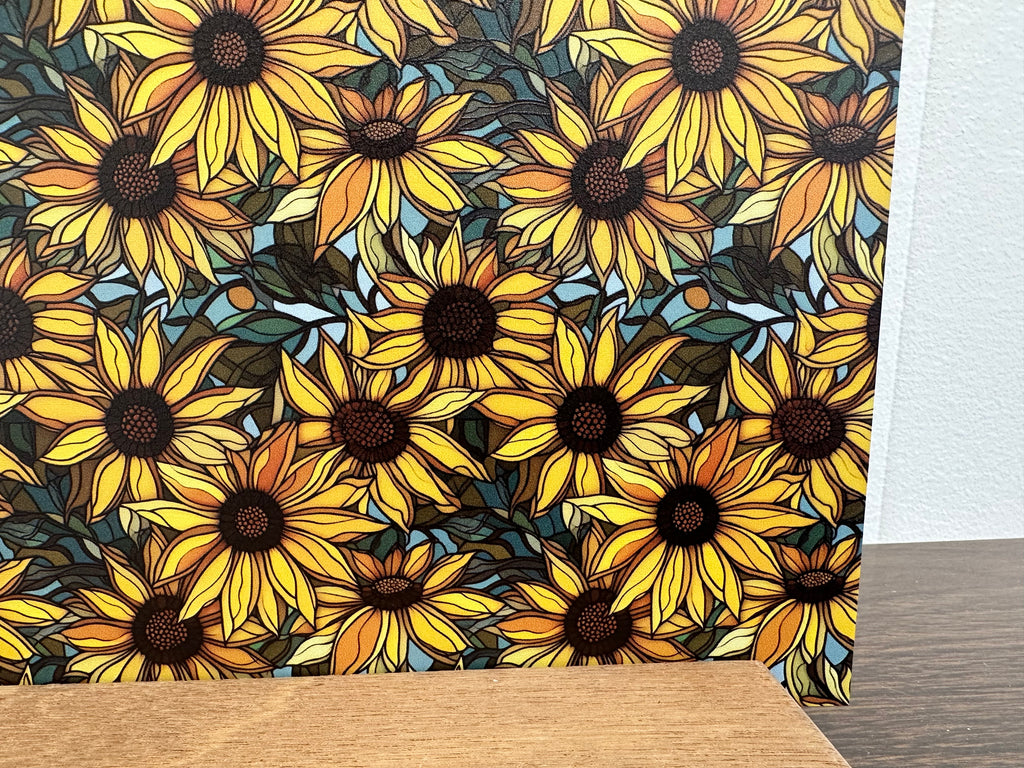 PatternPly® Full Coverage Sunflowers with Sky sheet showing the pattern