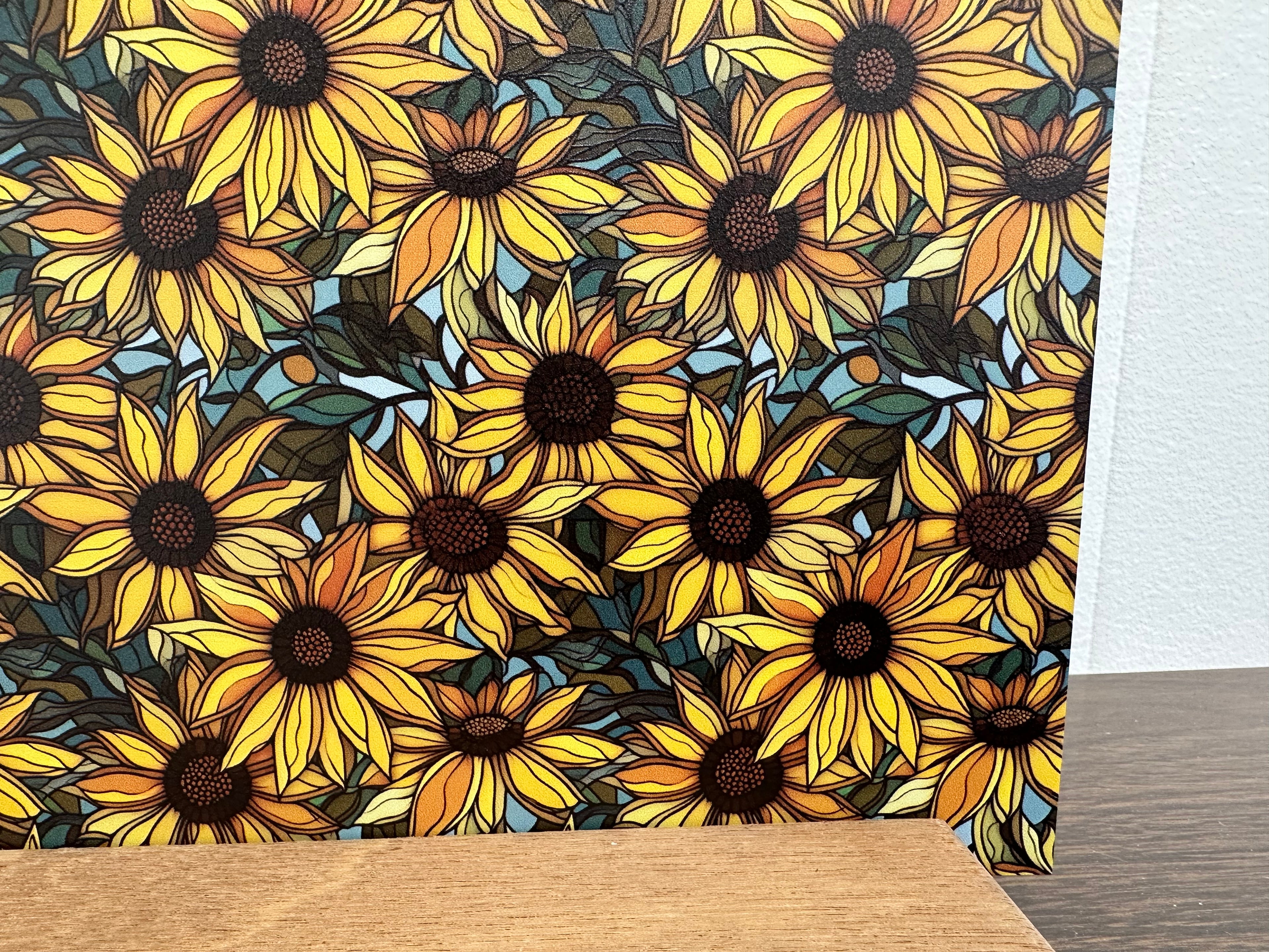 PatternPly® Full Coverage Sunflowers with Sky sheet showing the pattern