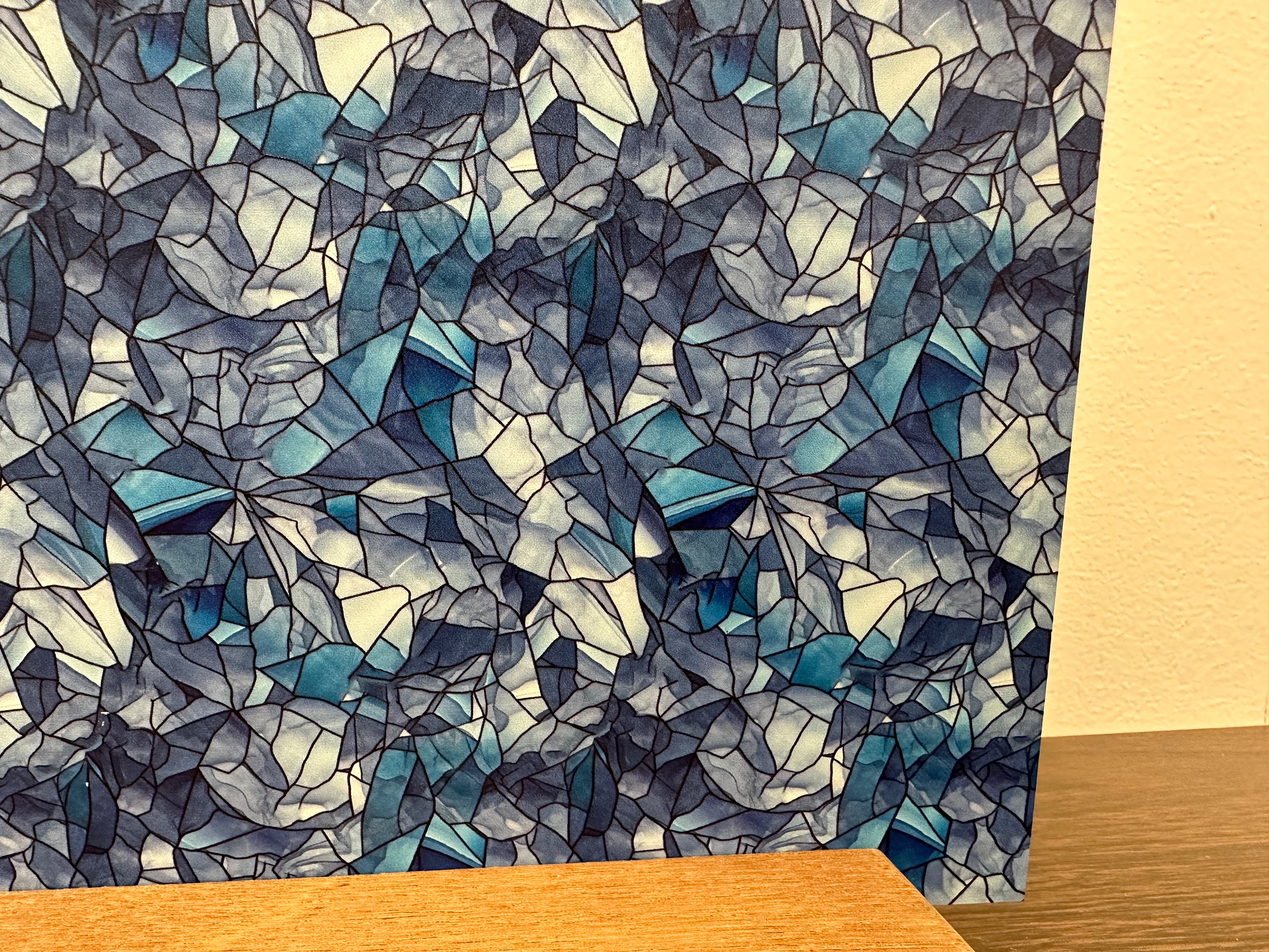 PatternPly® Full Coverage Icy Stained Glass sheet showing the pattern