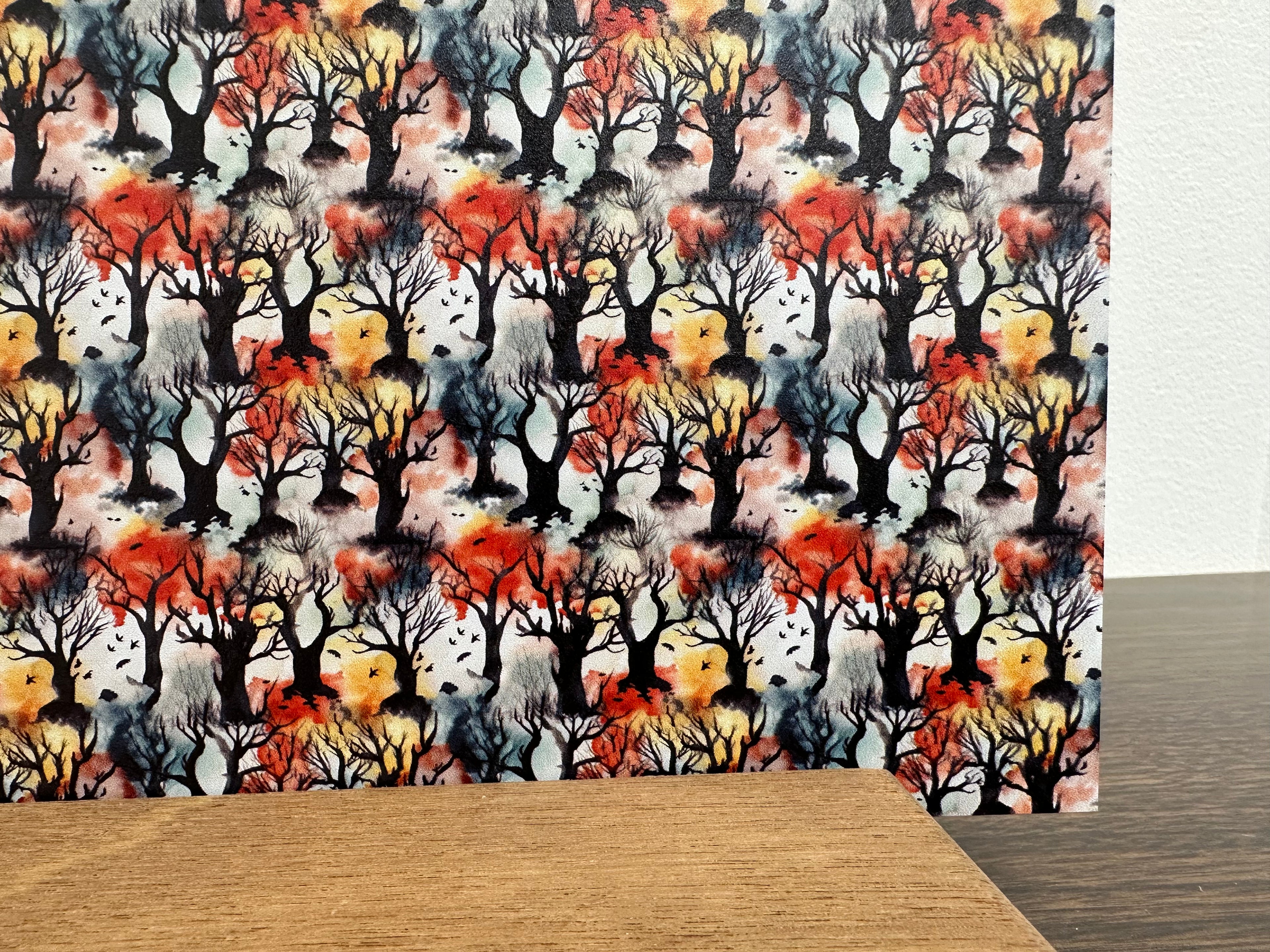 PatternPly® Full Coverage Watercolor Spooky Trees sheet showing the pattern
