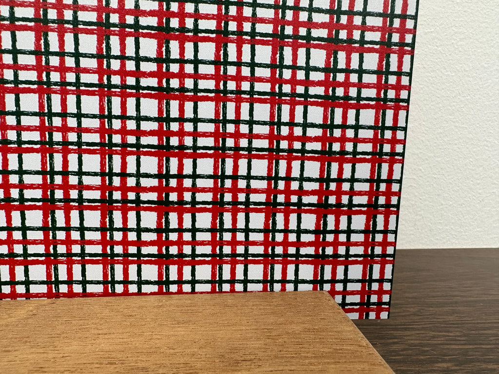 PatternPly® Full Coverage Red and Green Plaid sheet showing the pattern